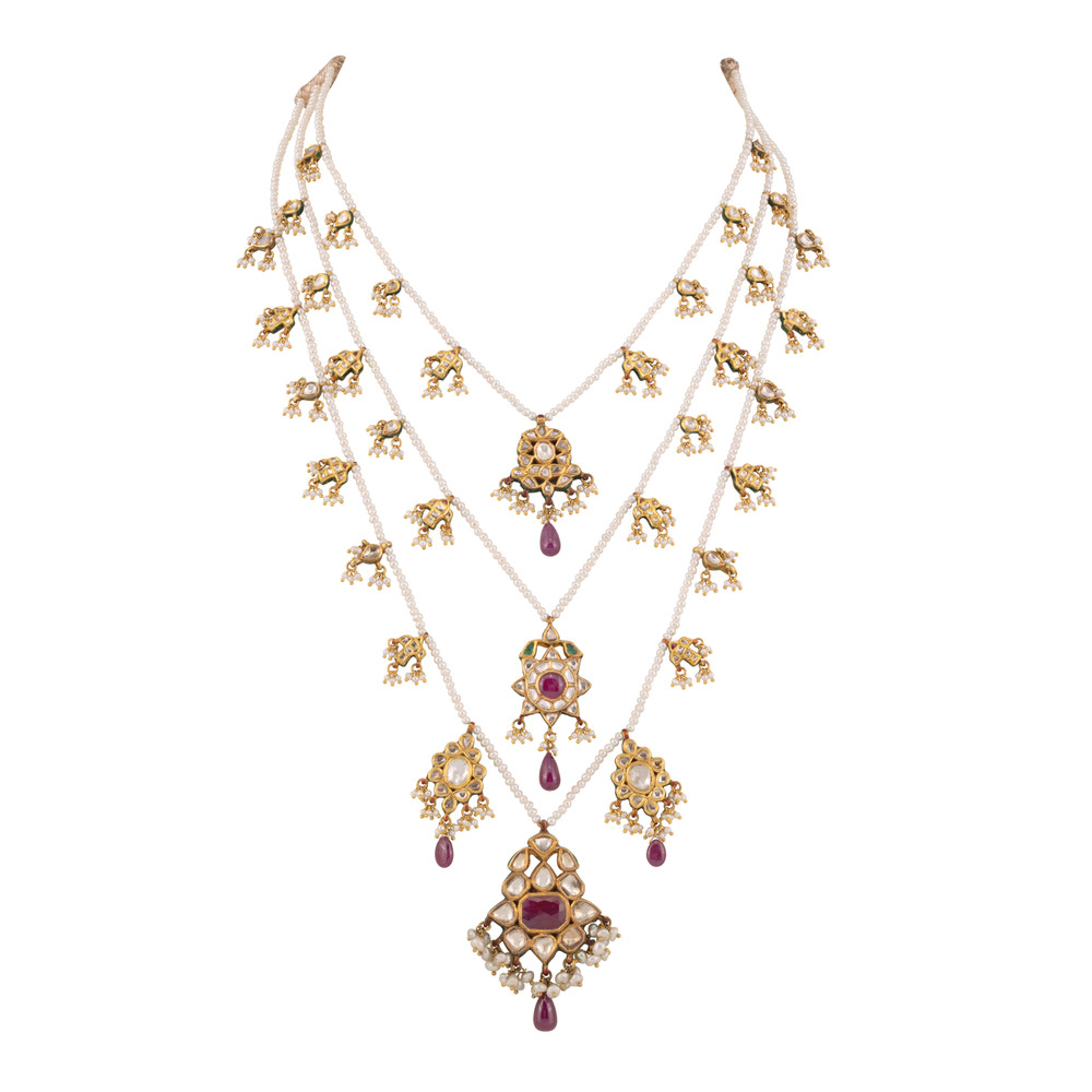 Teen Lada Necklace with Polkis, Rubies, and Pearls
